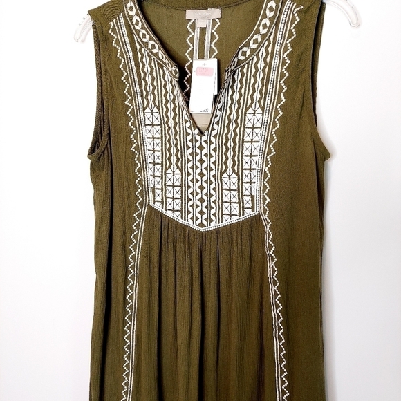 Joan Vass Green A-line Dress Embroidered Small - Picture 5 of 12